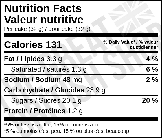 Mr Kipling Mini Battenburgs - 5 Pack nutrition facts label / valeur nutritive