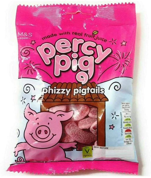 M&S Percy Pig Phizzy Pigtails - 170g | British Store Online | The Great British Shop