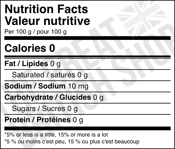 Barr Bubblegum - 330ml nutrition facts label / valeur nutritive