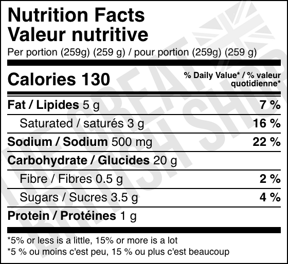Batchelors Cup A Soup Cream of Asparagus with Croutons - 4 Pack nutrition facts label / valeur nutritive