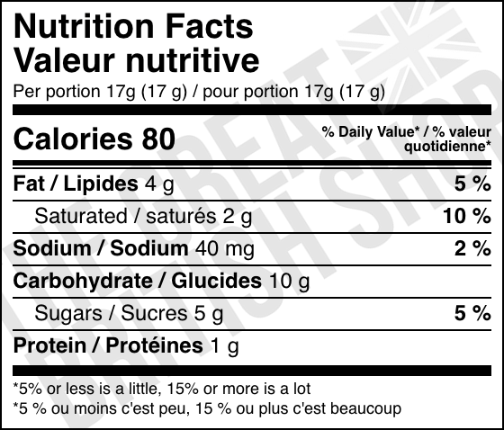 Galaxy Milk Chocolate Biscuits - 300g nutrition facts label / valeur nutritive