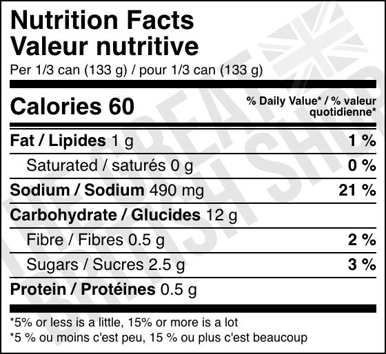 Homepride Cook In Sauce Red Wine - 400g nutrition facts label / valeur nutritive