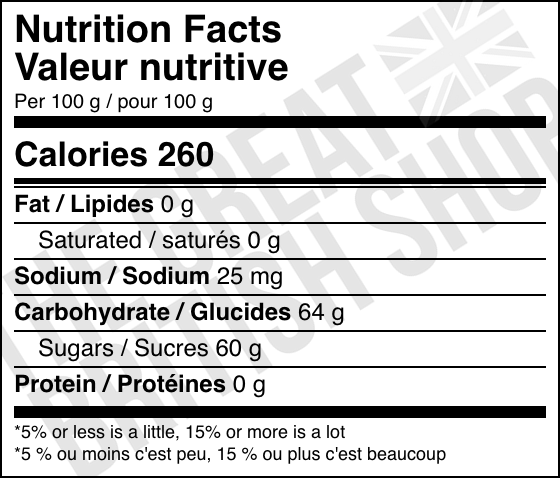 Stute No Sugar Added Thick Cut Orange Marmalade - 430g nutrition facts label / valeur nutritive