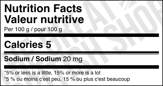 Tango Apple Sugar Free - 300ml nutrition facts label / valeur nutritive