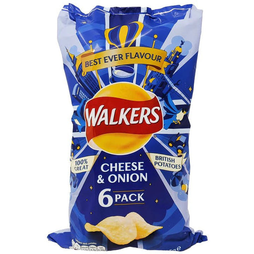 Walker's Crisps Cheese & Onion 6 Pack - 150g | British Store Online | The Great British Shop