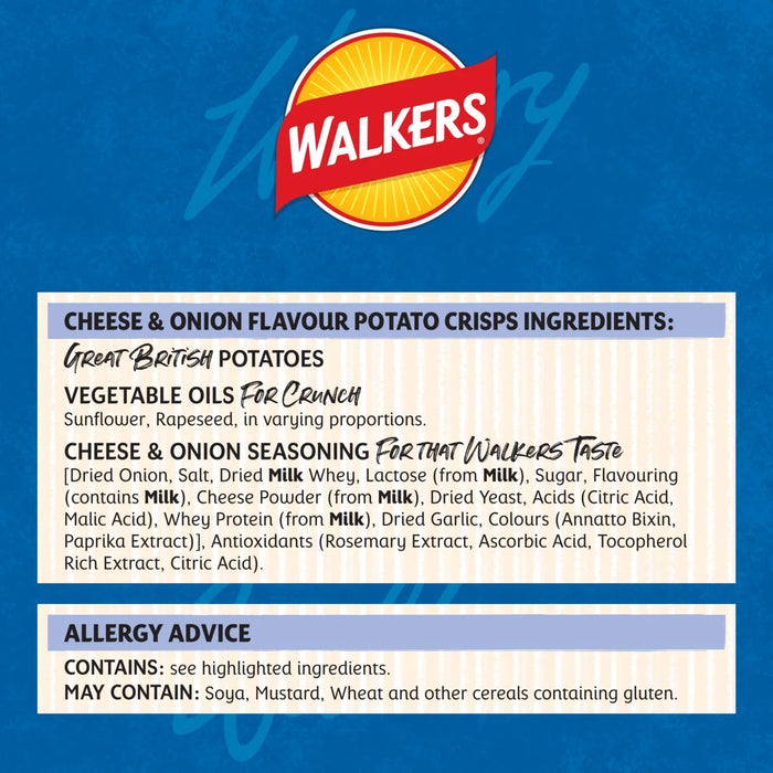Walkers Crisps Cheese & Onion - 6 Pack