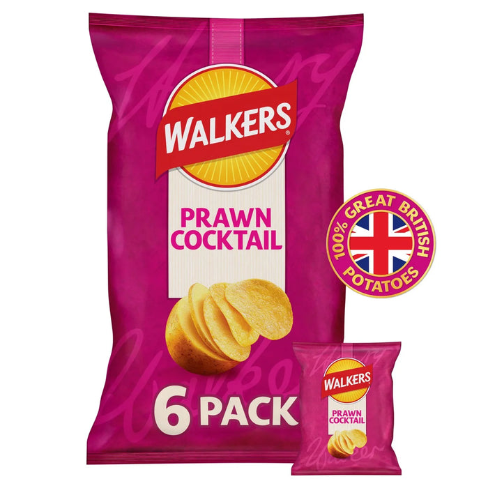 Walkers Crisps Prawn Cocktail - 6 pack