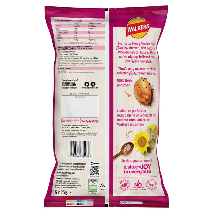Walkers Crisps Prawn Cocktail - 6 pack