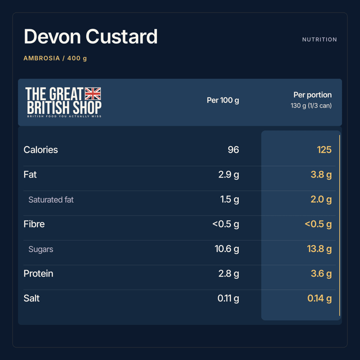 Ambrosia Devon Custard - 400g imported British grocery product available in Canada