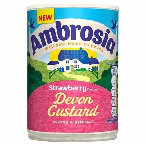 Ambrosia Devon Custard Strawberry - 400g imported British grocery product available in Canada