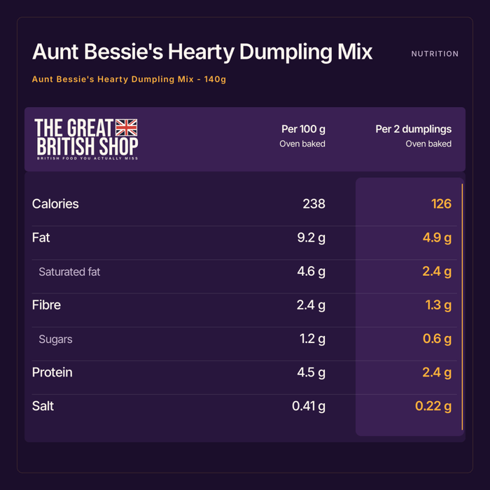 Aunt Bessie's Hearty Dumpling Mix - 140g imported British grocery product available in Canada