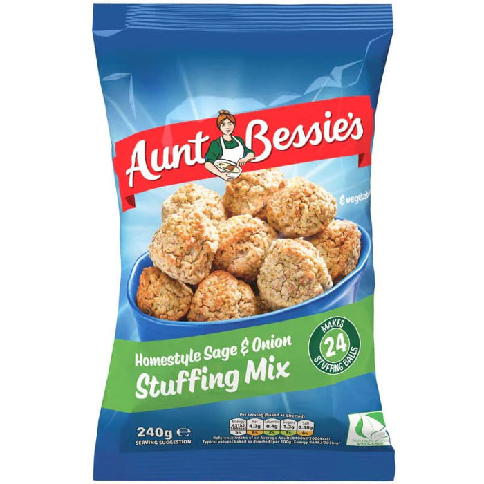 Aunt Bessie's Sage & Onion Stuffing Mix - 240g imported British grocery product available in Canada