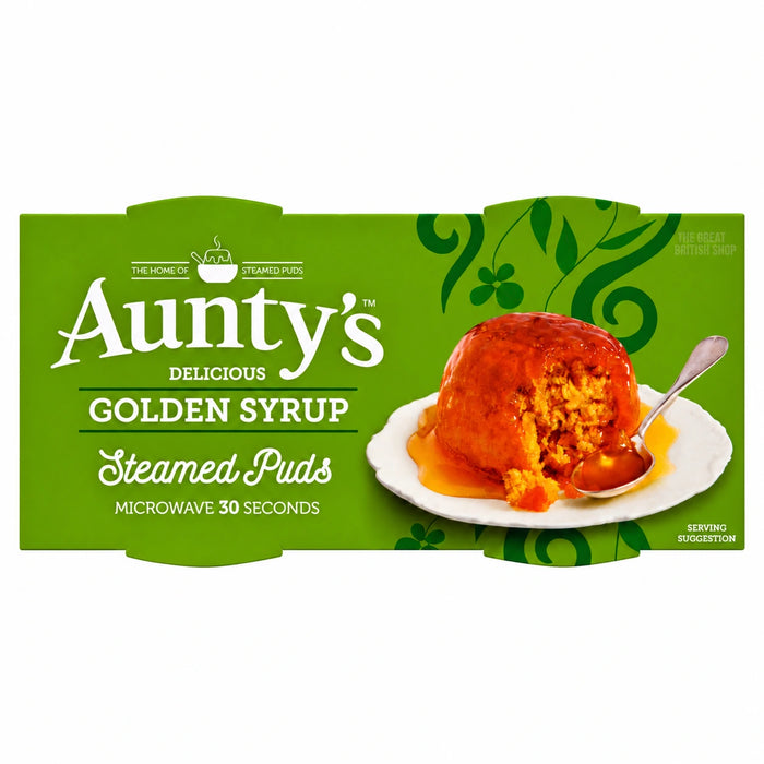 Aunty's Golden Syrup Pudding - 190g, current UK packaging shown from the front