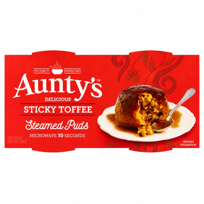 Aunty's Sticky Toffee Pudding - 190g, current UK packaging shown from the front