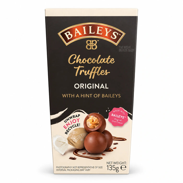 Baileys Chocolate Truffles Carton - 135g, front view of the UK packaging
