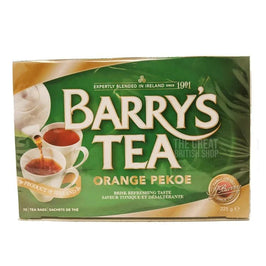 Barry's Orange Pekoe 80 Tea Bags: front of the green box showing teapot pouring into cup.