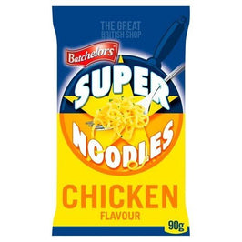 Batchelors Chicken Super Noodles 90g: front of the pack showing a fork twirling noodles.