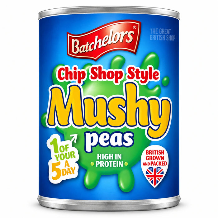 Batchelors Chip Shop Mushy Peas - 300g, front view of the UK packaging