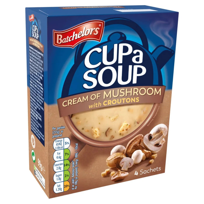 Batchelors Cup A Soup Cream of Mushroom - 4 Pack imported British grocery product available in Canada