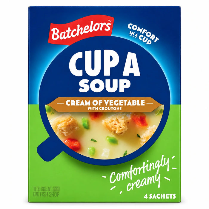 Batchelors Cup A Soup Cream Of Vegetable with Croutons - 4 Pack, front view of the product packaging