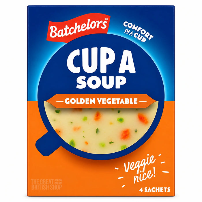 Batchelors Cup A Soup Golden Vegetable - 4 Pack, front view of the UK Batchelors carton