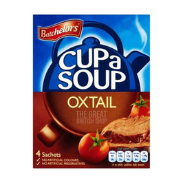 Batchelors Cup A Soup Oxtail 4 Pack, front of the box showing tomatoes and meat