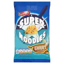 Batchelors Mild Curry Super Noodles 90g, front of the blue pack showing a fork of noodles.