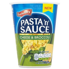 Batchelor's Pasta 'n' Sauce Cheese & Broccoli Cup: front of the pot showing pasta forkful and broccoli.