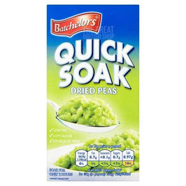 Batchelors Quick Soak Peas 250g: front of the box showing a spoonful of mashed peas.