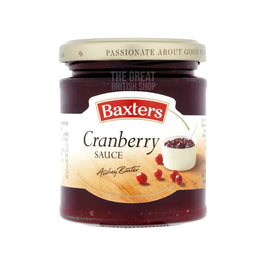 Baxters Cranberry Sauce 190g: the jar showing its label with cranberries and sauce dish pictured.