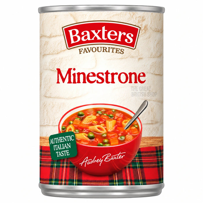 Baxters Minestrone Soup - 400g, front view of the product packaging