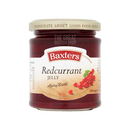 Baxters Redcurrant Jelly - 210g: the glass jar with cream lid, showing the red jelly and label front on.