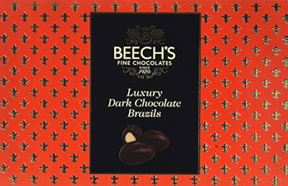 Beech's Luxury Dark Chocolate Brazils - 145g imported British grocery product available in Canada