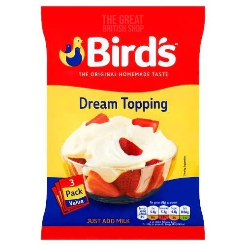 Birds Dream Topping - 36g imported British grocery product available in Canada