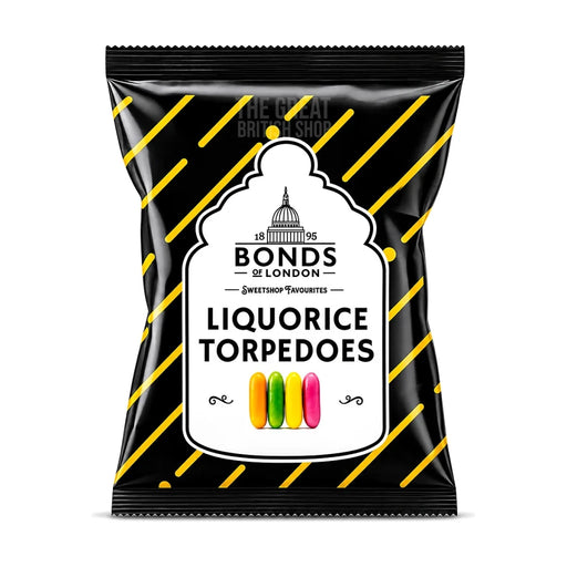 Bonds of London Liquorice Torpedos - 120g imported British grocery product available in Canada