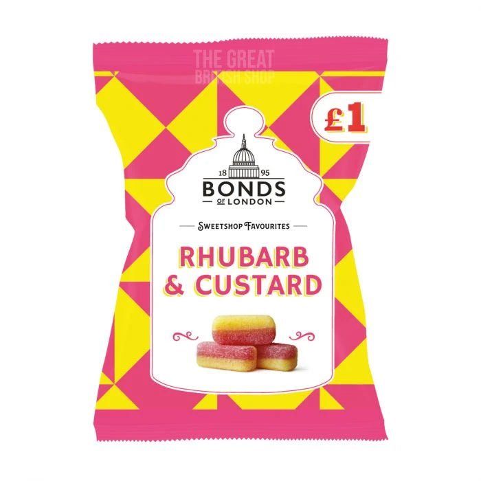 Bonds of London Rhubarb & Custard - 130g imported British grocery product available in Canada