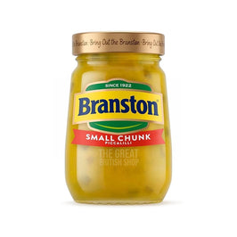 Branston Small Chunk Piccalilli 360g: the glass jar with gold lid showing the yellow pickle.