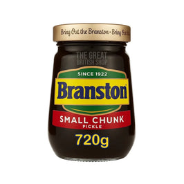 Branston Small Chunk Pickle 720g: the jar with gold lid showing label and pickle colour