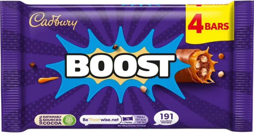Cadbury Boost 4 Pack - 126g imported British grocery product available in Canada