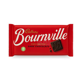 Cadbury Bournville Classic Dark Chocolate 180g: front of the red wrapper with bar image.