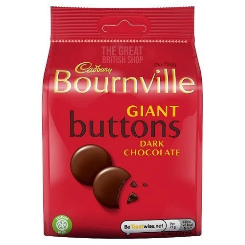 Cadbury Bournville Giant Buttons - 95g imported British grocery product available in Canada