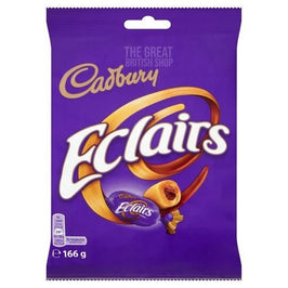 Cadbury Chocolate Eclairs 130g: front of the purple bag with a wrapped sweet shown.