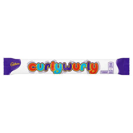 Cadbury Curly Wurly 21.8g: front of the wrapper showing the logo and nutrition panel.