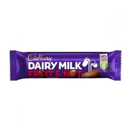 Cadbury Dairy Milk Fruit and Nut 49g: front of the purple wrapper showing the bar image.