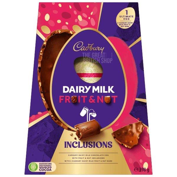 Cadbury Dairy Milk Fruit & Nut Ultimate Egg - 398g imported British grocery product available in Canada
