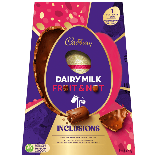 Cadbury Dairy Milk Fruit & Nut Ultimate Egg - 398g imported British grocery product available in Canada