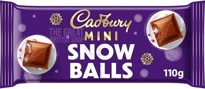 Cadbury Dairy Milk Mini Snowballs Bar - 110g imported British grocery product available in Canada