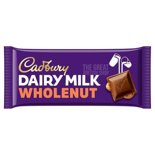 Cadbury Dairy Milk Wholenut Bar - 180g imported British grocery product available in Canada