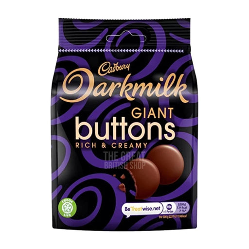 Cadbury Darkmilk Giant Buttons - 105g imported British grocery product available in Canada