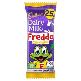 Cadbury Freddo Caramel 19.5g, front of the purple wrapper with frog graphic.